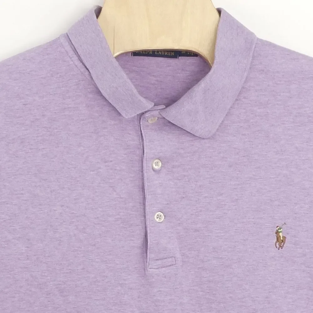 Polo Ralph Lauren Short Sleeve Polo Shirt Pony Logo Cotton‎ Purple Men's 2XB